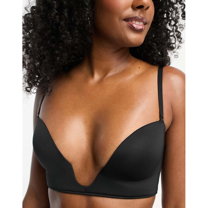 ASOS DESIGN moulded open front plunge bra in black