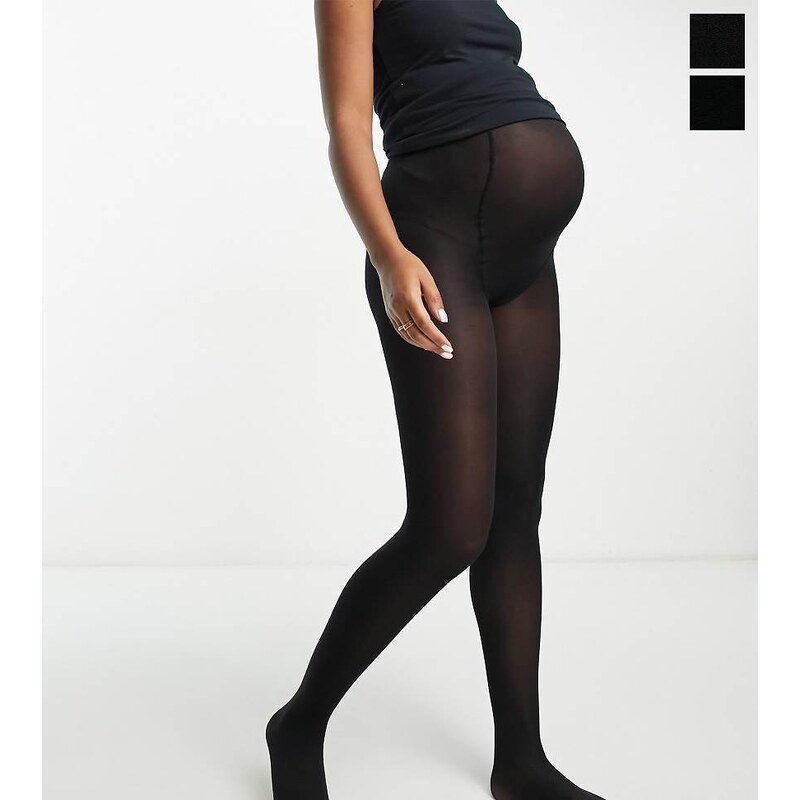 Mama.licious Mamalicious Maternity 2 pack 50 denier tights in black 107712229