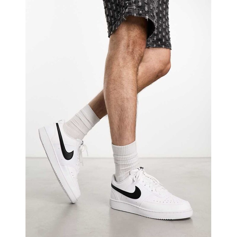 Nike Court Vision Low Next trainers in triple white and black