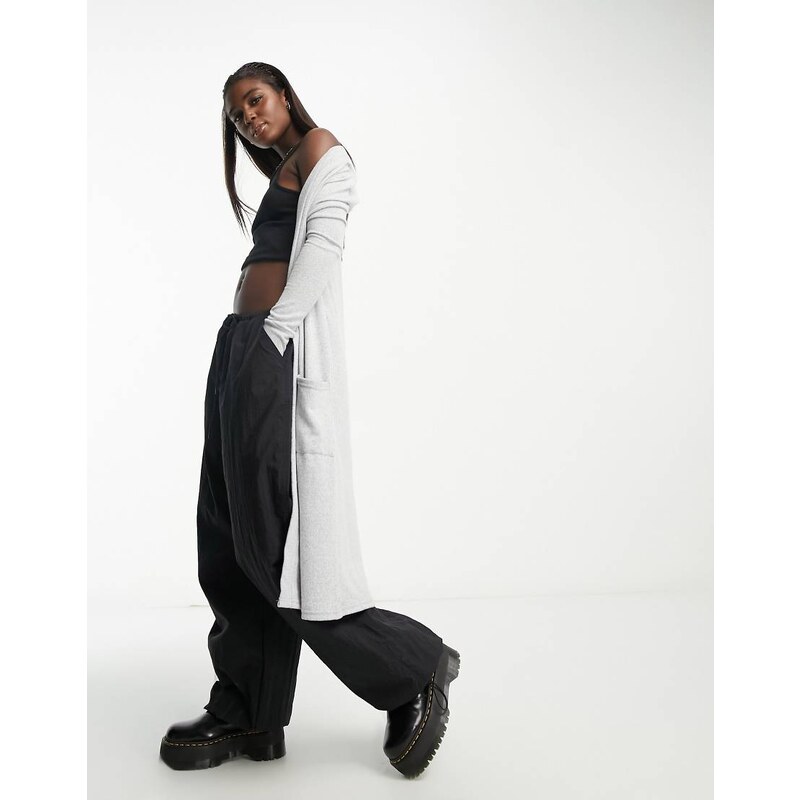 Noisy May lightweight longline cardigan in grey 115509604