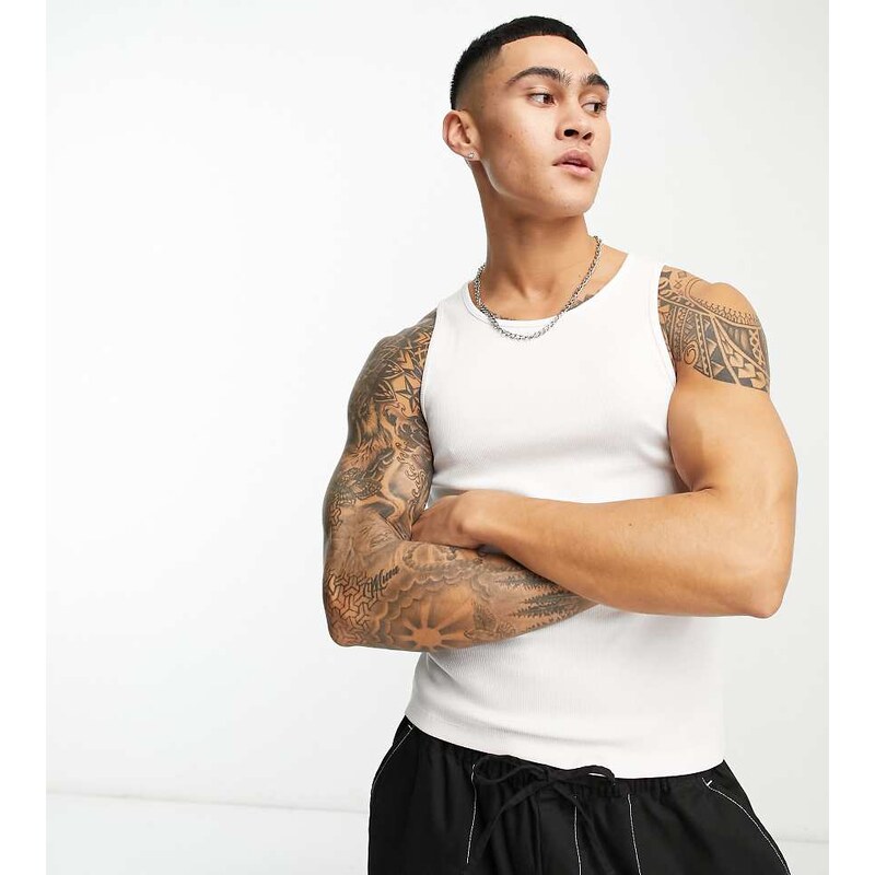 COLLUSION ribbed vest in white