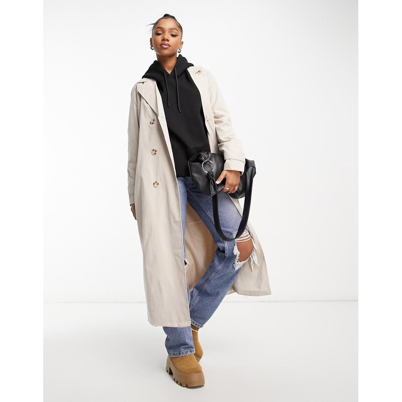 JDY oversized trench coat in stone-Neutral