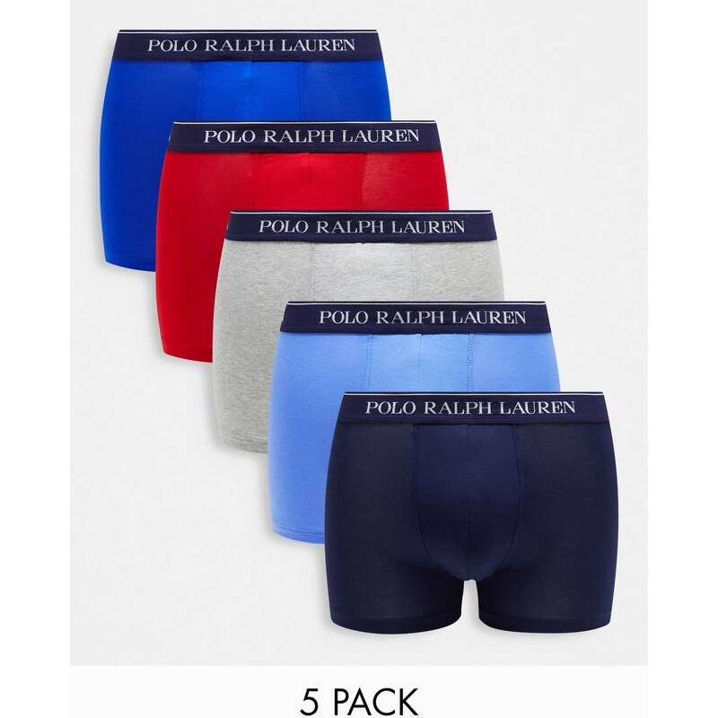 Polo Ralph Lauren 5 pack trunks in grey, blue, red, navy with