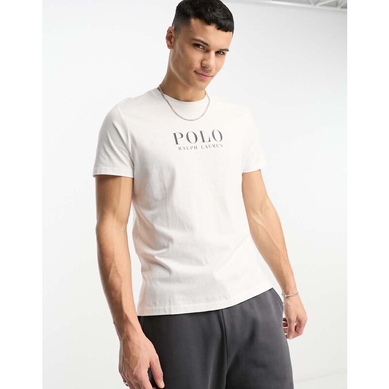 Polo Ralph Lauren loungewear t-shirt in white with chest text