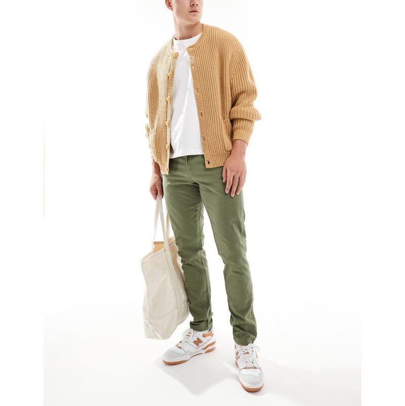 Jack & Jones Intelligence slim fit chino in khaki-Green