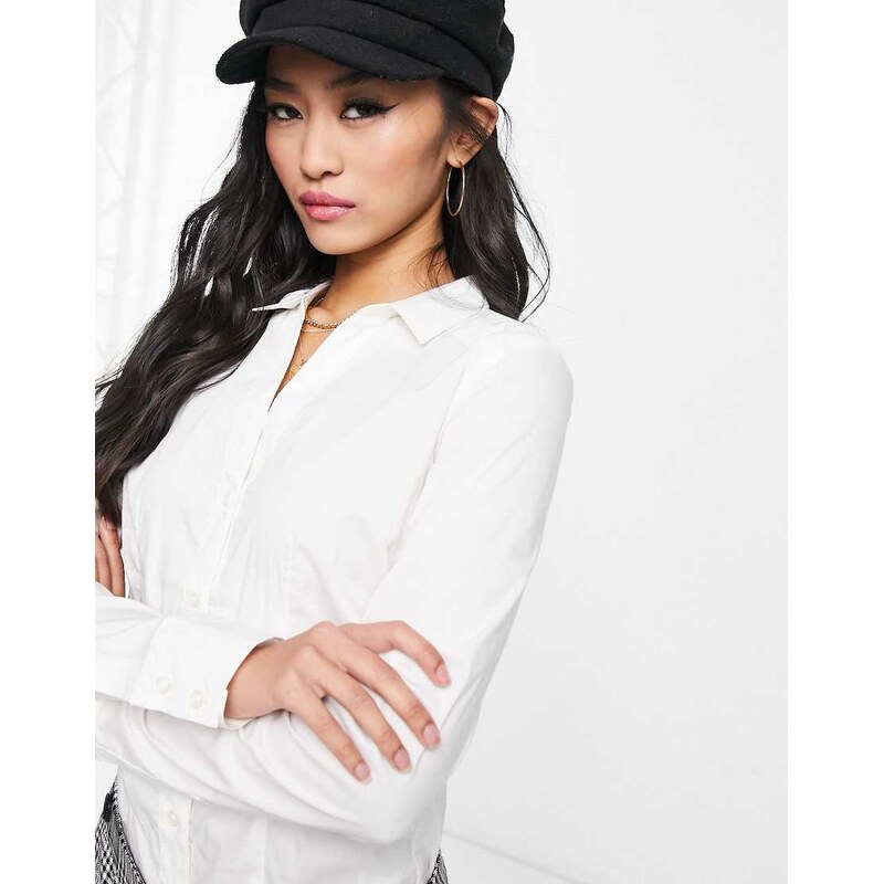 Vero Moda long sleeve shirt bodysuit in white