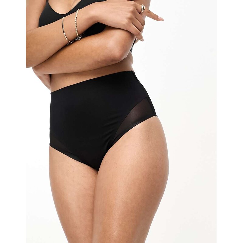 ASOS DESIGN Contouring medium control high waist brief with mesh in 115509613