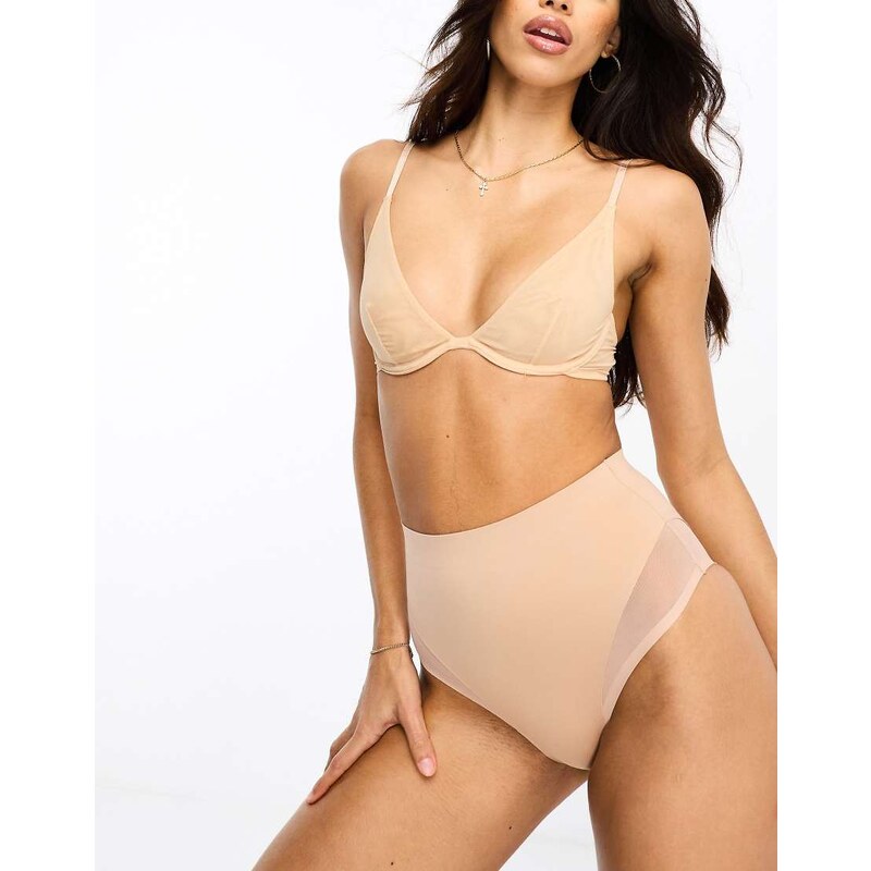 ASOS DESIGN Contouring medium control high waist brief with mesh