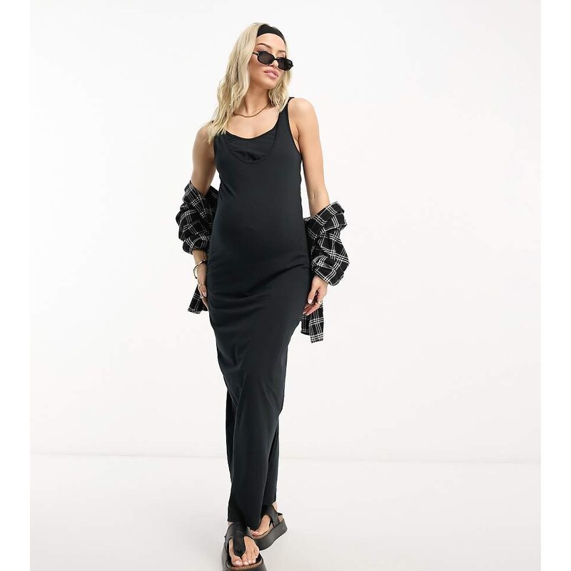 Mama.licious Mamalicious Maternity nursing maxi dress in black