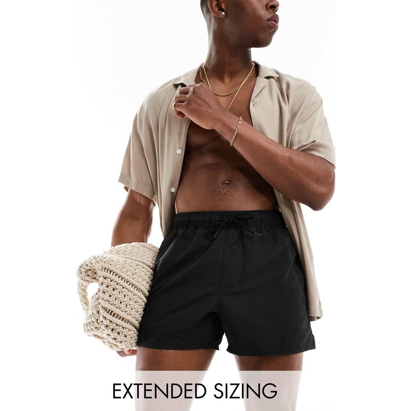 ASOS DESIGN swim shorts in short length in black
