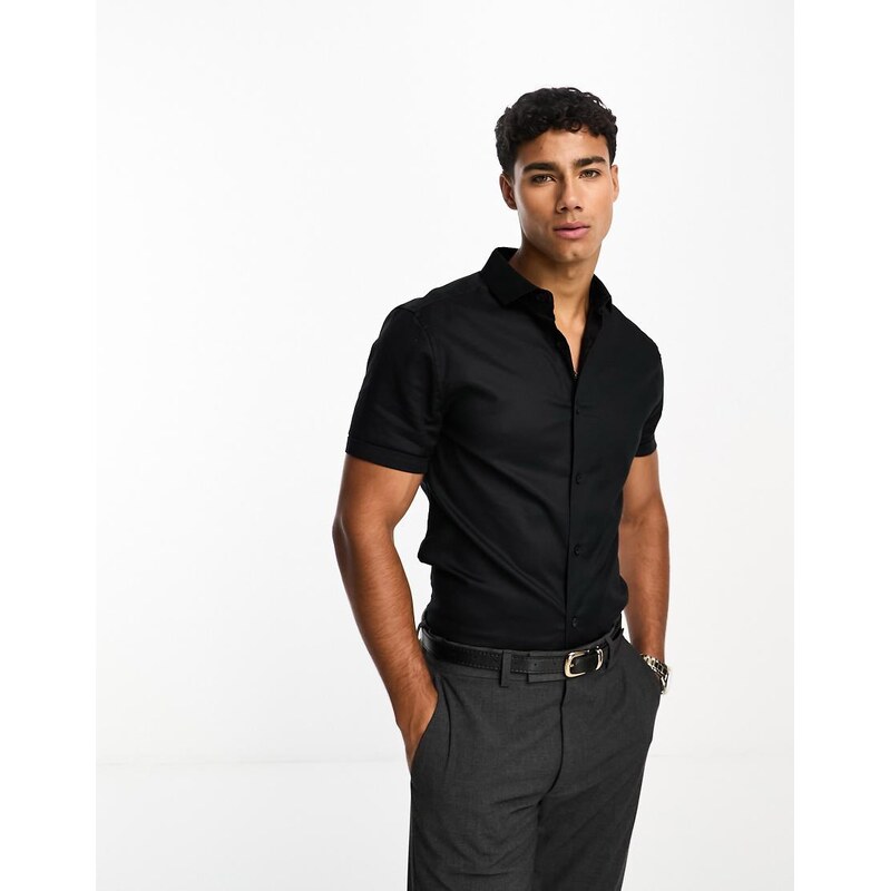 ASOS DESIGN skinny fit royal oxford shirt with cutaway collar in