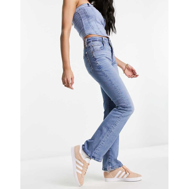 Levis 725 bootcut high rise jeans in light wash blue