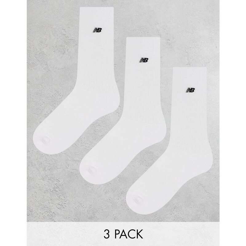 New Balance embroidered logo crew socks 3 pack in white