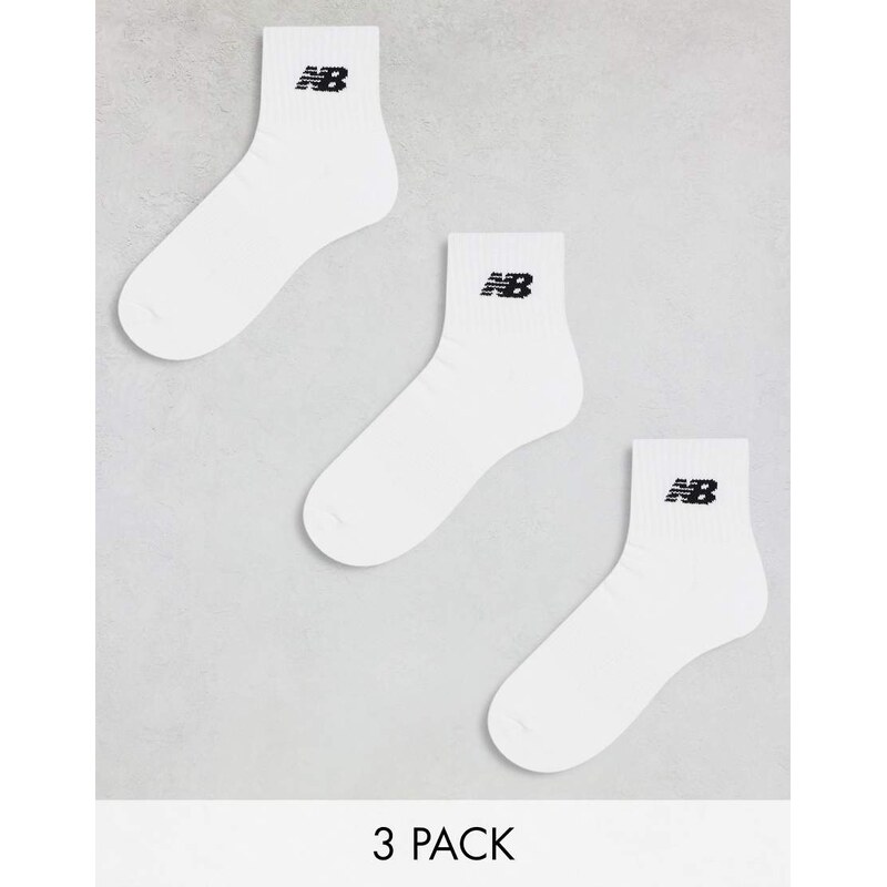 New Balance logo ankle sock 3 pack in white