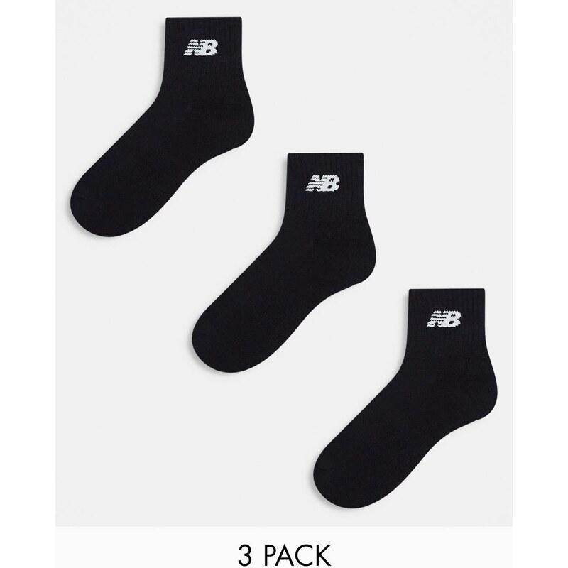 New Balance logo ankle sock 3 pack in black