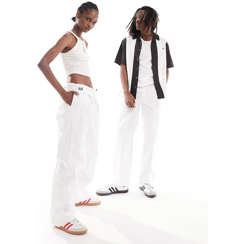 Dickies 874 straight fit work chino trousers in white 100054158