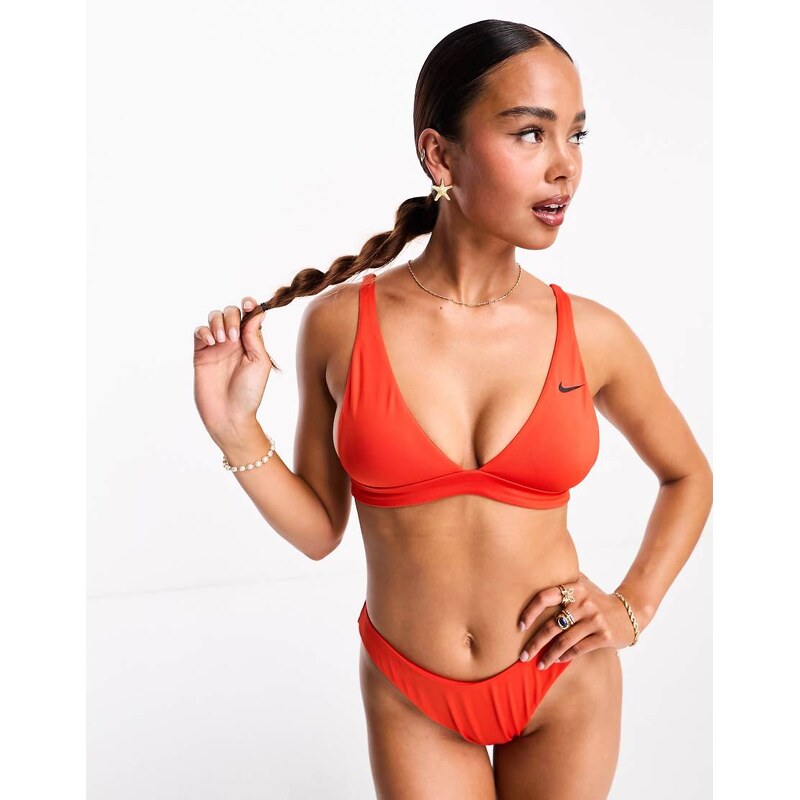 Nike Swimming Nike Essentials bralette bikini top in red