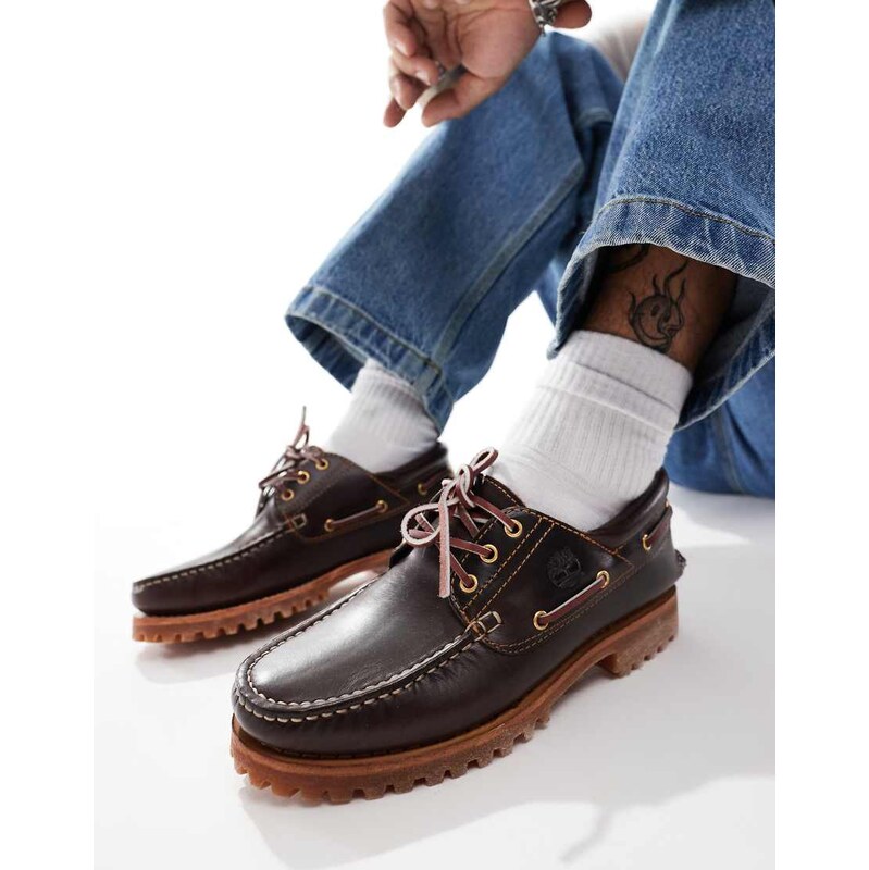 Timberland authentics 3 eye classic boat shoes in brown full