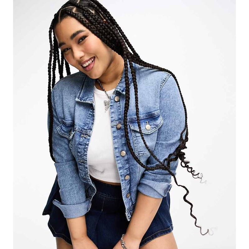 ONLY Curve denim jacket in light blue