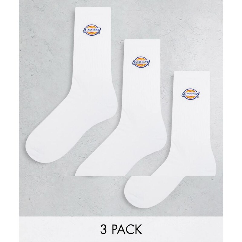 Dickies valley grove 3 pack crew socks in white multipack