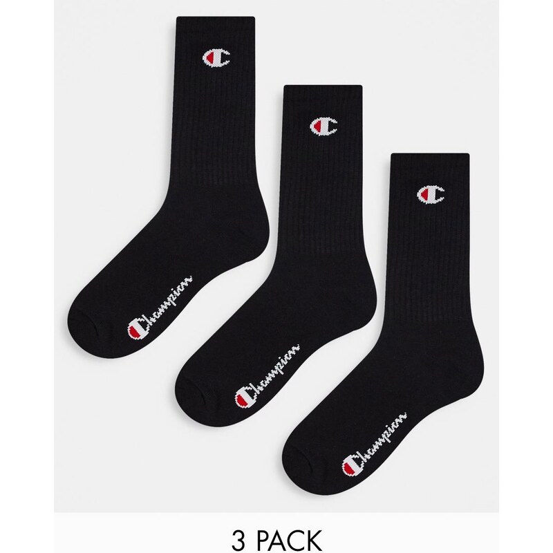 Champion 3 pack crew socks in black 100054646