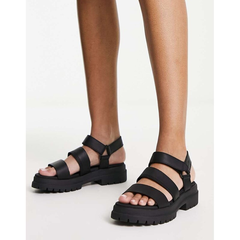 Timberland london vibe sandals in black full grain leather