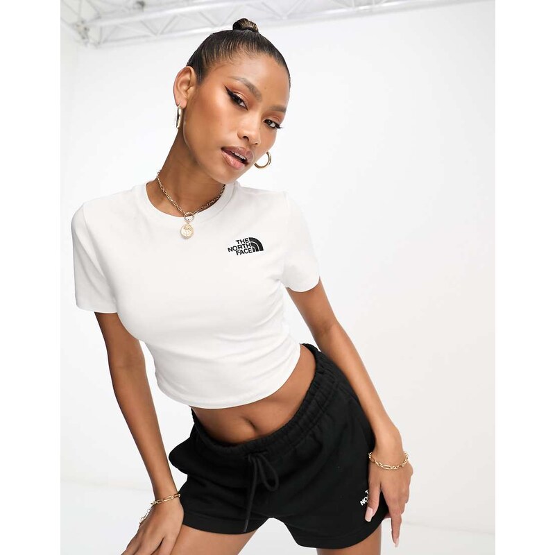 The North Face Simple Dome cropped tight t-shirt in white 105253755