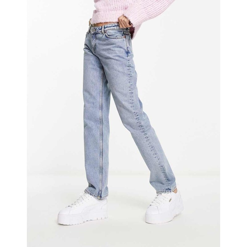 Monki Moop low rise straight leg jeans in light blue 115707482