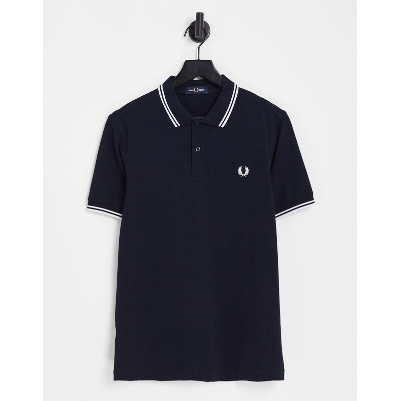 Fred Perry twin tipped logo polo in navy