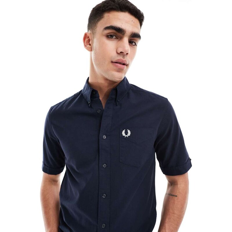 Fred Perry short sleeve oxford shirt in navy