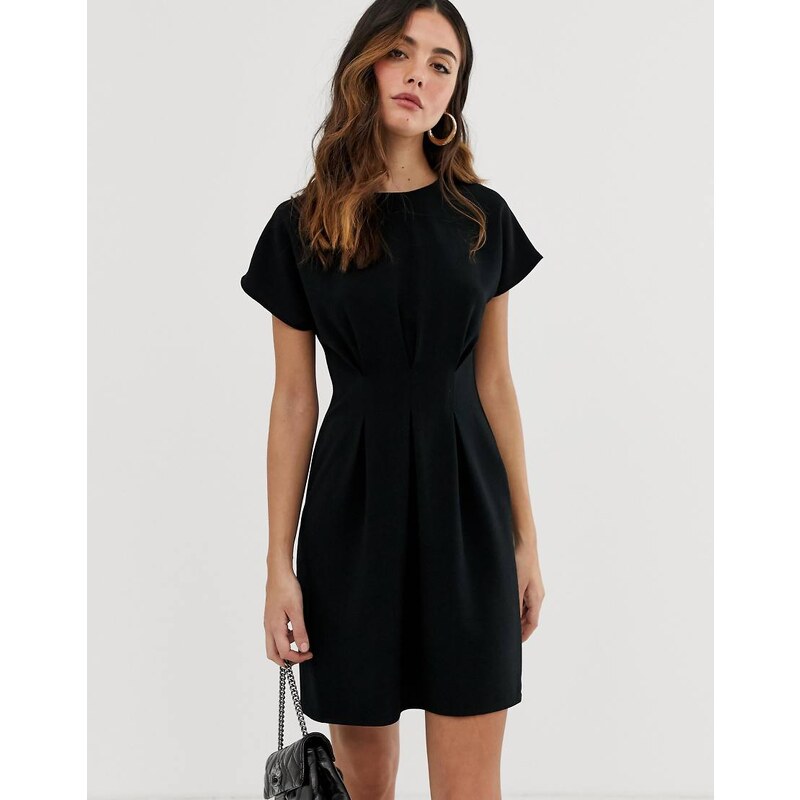 ASOS DESIGN nipped in waist mini dress in black