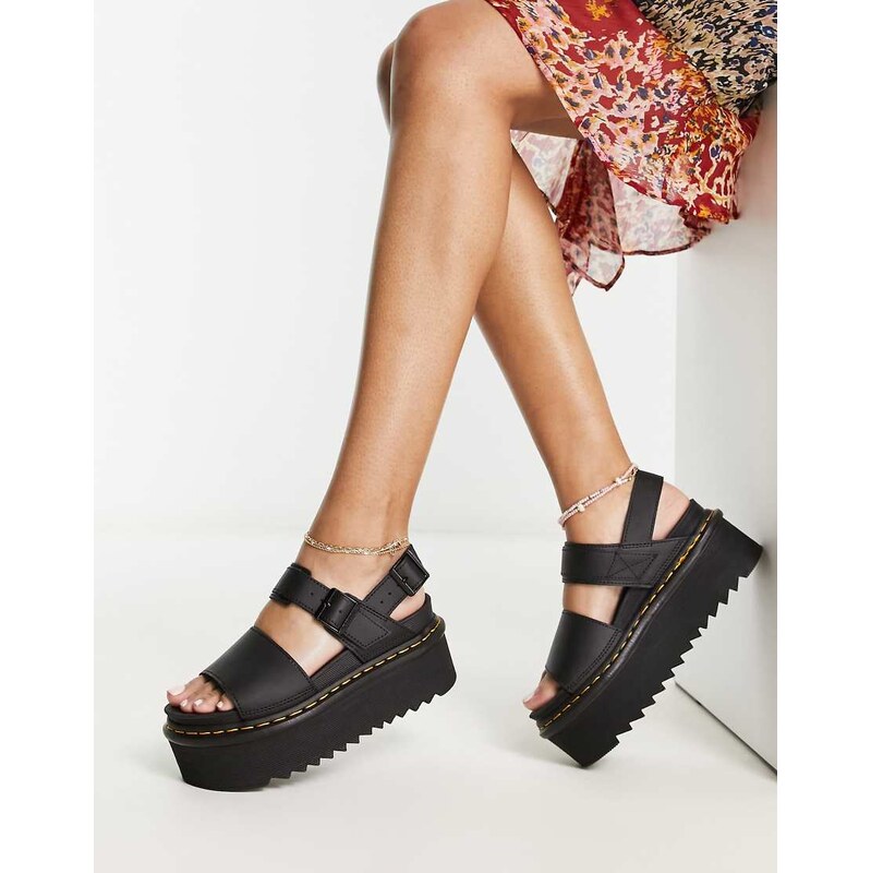 Dr Martens Voss Quad leather sandals in black 100055602