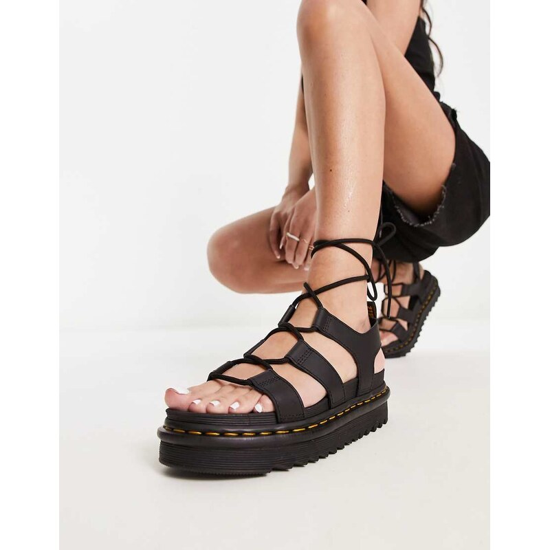 Dr Martens Nartilla leather sandals in black 100055601
