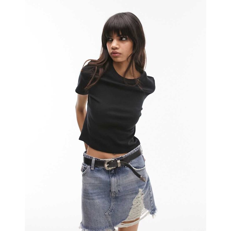 Topshop shrunken everyday tee in black
