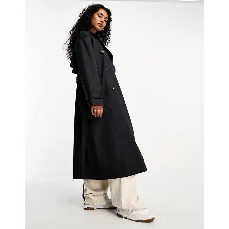 ASOS DESIGN longline trench coat in black 100056032