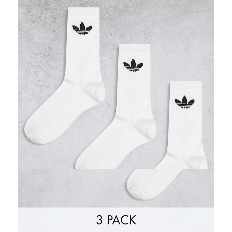 adidas Originals trefoil 3 pack socks in white 100056064