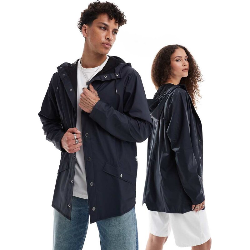 Rains 12010 unisex waterproof short jacket in navy
