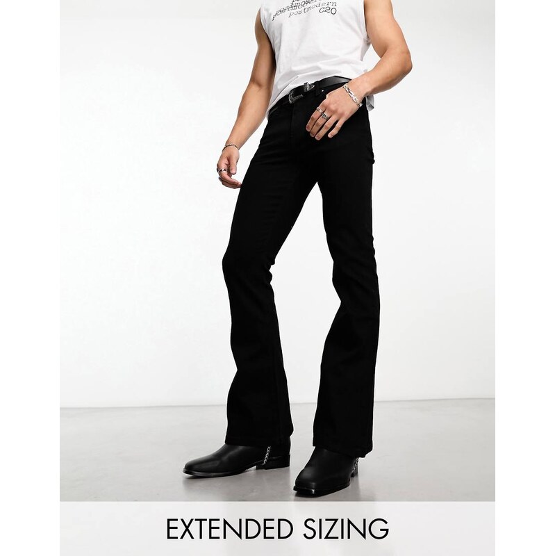 ASOS DESIGN stretch flare jeans in black