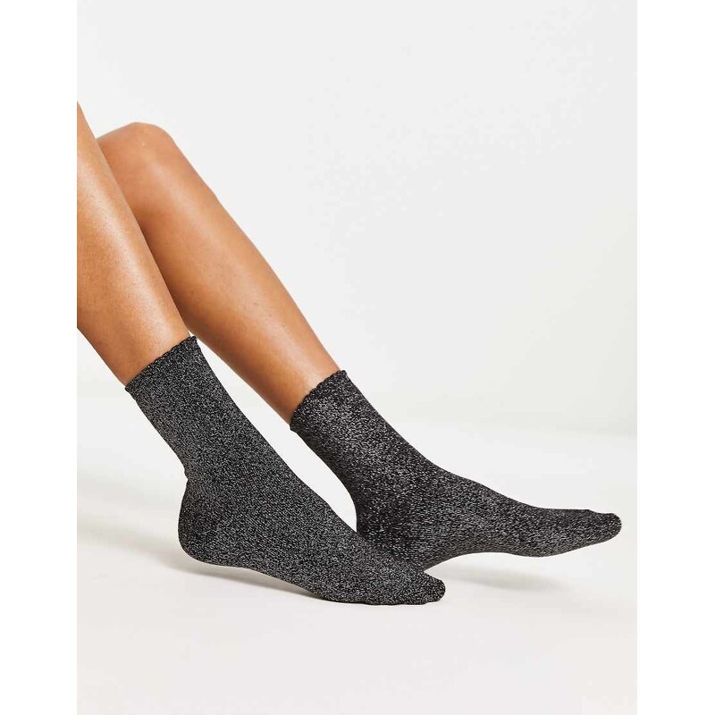 Pieces glitter socks in silver black