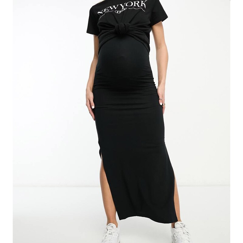 Mama.licious Mamalicious Maternity jersey maxi skirt in black