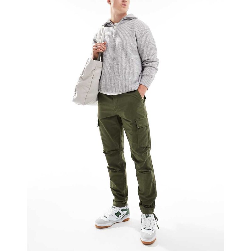 Jack & Jones Intelligence cargo trouser in khaki-Green