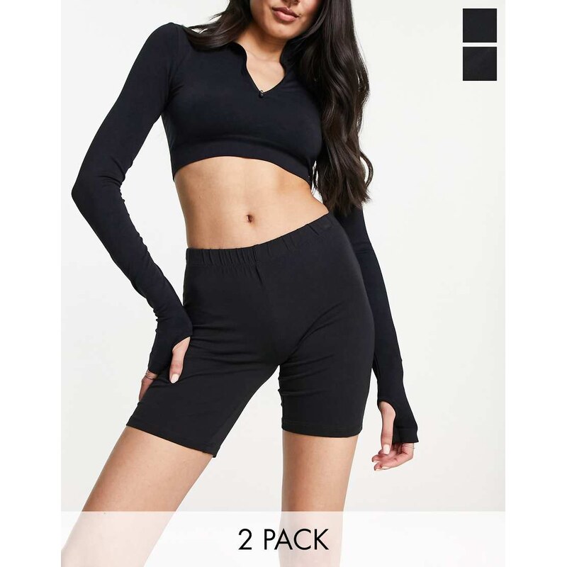 Vero Moda 2 pack legging shorts in black 100058770