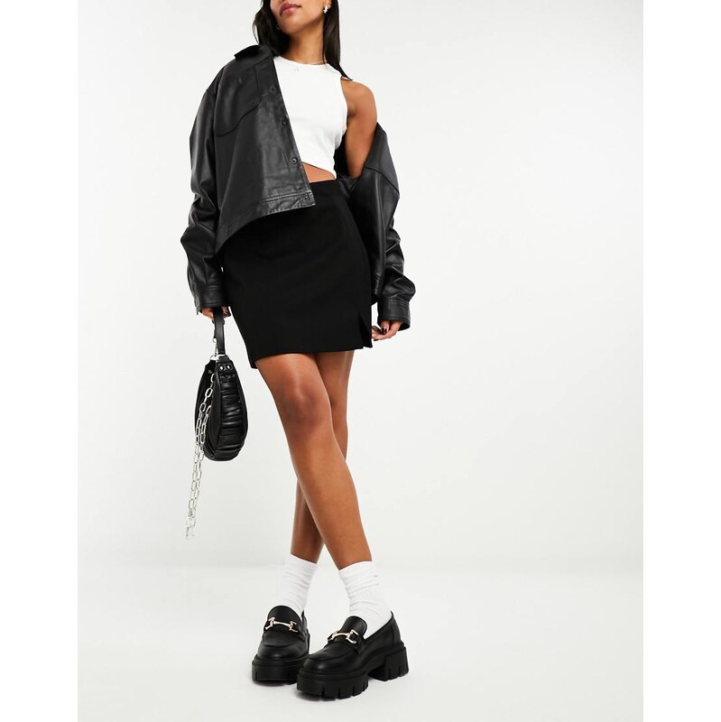 Object tailored mini skirt with notch front in black 113259774