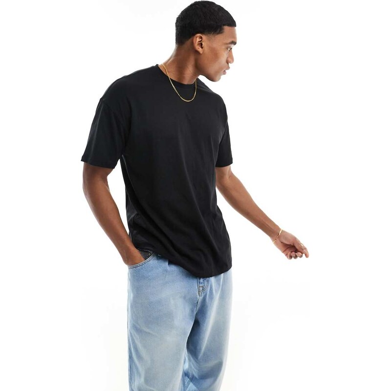New Look cotton oversized crew neck t-shirt in black
