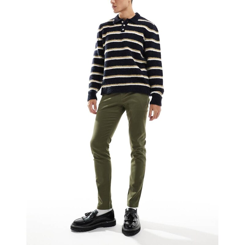 ASOS DESIGN skinny chinos in khaki-Green