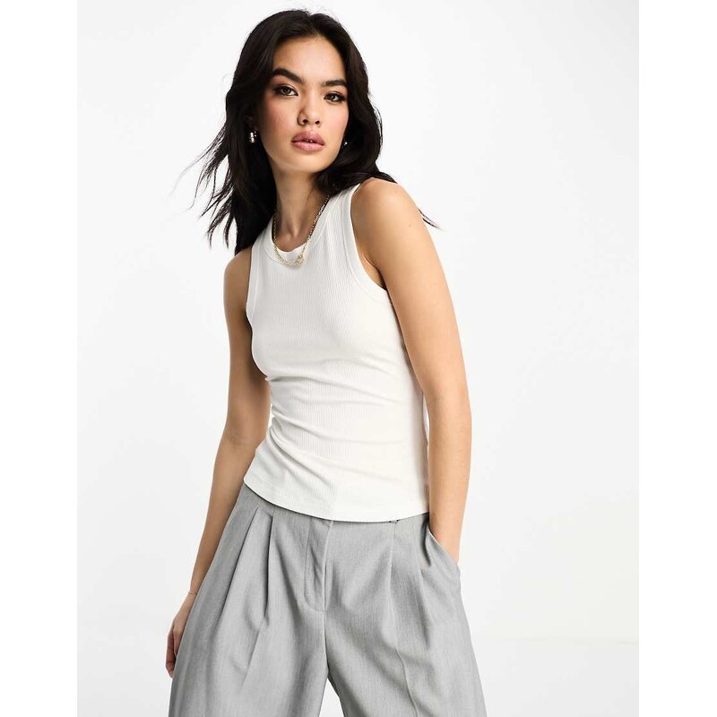 & Other Stories ribbed vest top in white 100059476