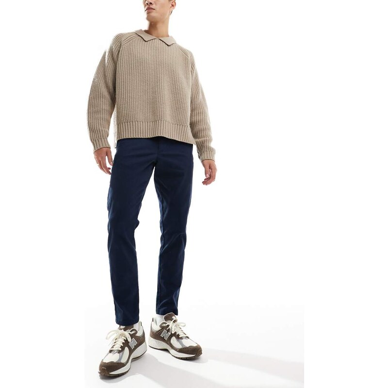 ASOS DESIGN tapered chinos in navy