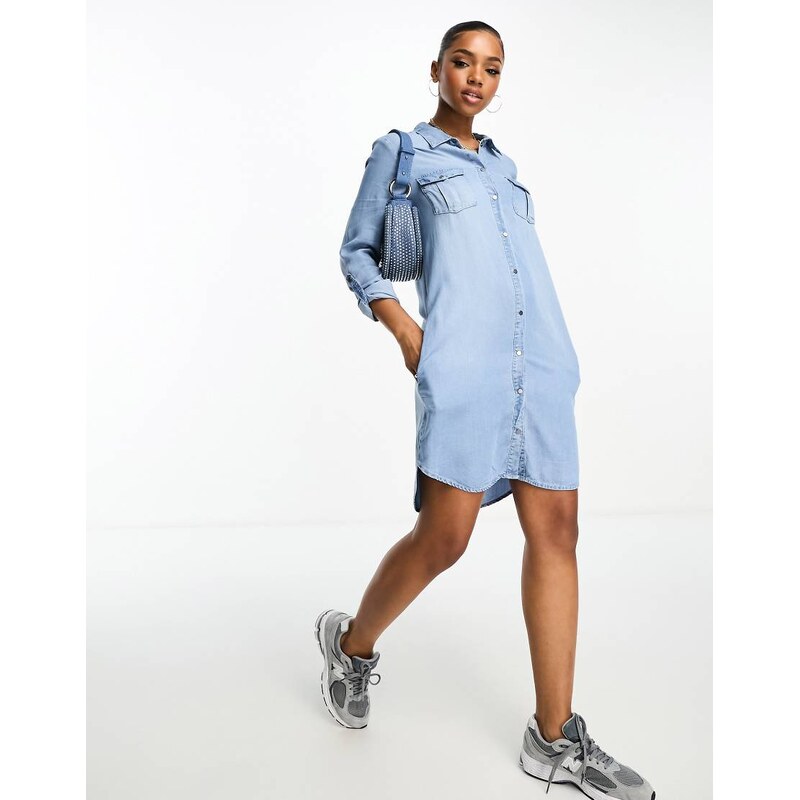 Vero Moda denim mini dress in light blue 100059744