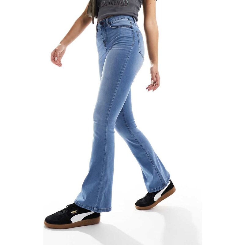 Noisy May Sallie high rise slim flare jeans in light blue 100059904
