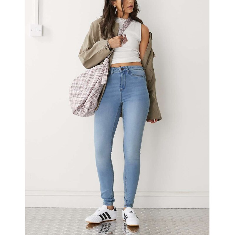 Noisy May Callie high waisted skinny jeans in light blue 100059905